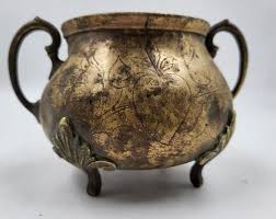 Antique Elegant Brass Sugar Bowl Marked LS Zekman Galw ...