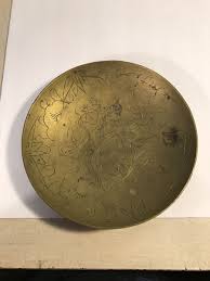 Chinese Vintage Antique Solid Brass Bowl Person Flower Motif Etched Engraved Vtg | eBay