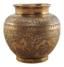 Chinese Bronze Vase Decorated With Horses | Chairish