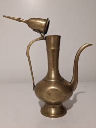 Antique Indian Brass Teapot decor With Hinged Lid 10" Tall ...