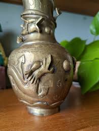 Vintage Brass Chinese Dragon Vase - Etsy