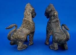 Pair DOGS FO Chinese bronze sculptures China MING dinasty 1600 16th century | eBay