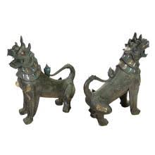 Sold at Auction: Karl Springer, Karl Springer Pair of Palace-Size Bronze Foo Dogs
