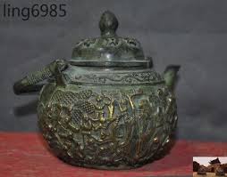 5"Old Chinese Bronze gilt Kids Longevity god Ancient Teapot Kettle Tea set“百子祝寿” | eBay