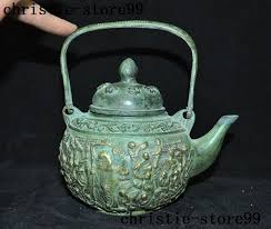 6"China Ancient bronze Gilt Boy Longevity God ShouXing statue Tea makers Tea Pot | eBay