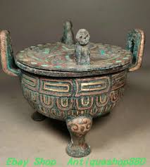 6.3'' Old Bronze Ware 24K Gold Turquoise 3 Leg Dragon Lid ...