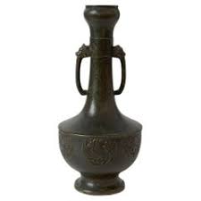 Large Japanese Antique Art Nouveau Period Bronze Garden Vase For Sale at 1stDibs