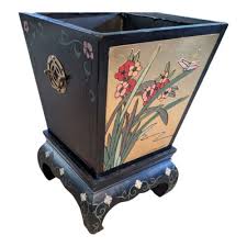 Vintage Chinese Black & Gold Lacquered Wood Box Planter Jardiniere 3 Pieces | eBay UK