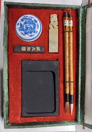 VINTAGE STYLE CHINESE CALLIGRAPHY & SEAL SET* 2 BRUSHES* INK ...