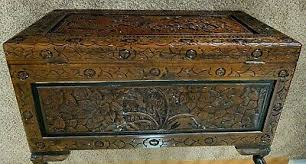 Carved Wood FURNITURE 20X23X40" Asian Cedar Chest - Trunk | eBay