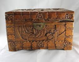 Vintage Chinese Deep Carved People Men Wooden Large Jewelry Trinket Box | eBay