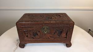 Vintage Hand-Carved Chinese Camphor Wood Large Box w/Working Lock and Key | eBay
