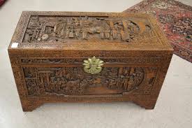 Lot - LIFT-TOP CARVED CAMPHOR WOOD BLANKET CHEST