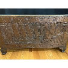 Vintage Large Asian Hand-Carved Camphor Wood Trunk Chest ...