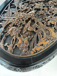 Heavily Carved Chinoiserie Oval Coffee Cocktail Table with ...