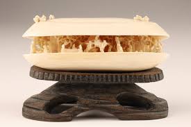 Sold at Auction: Chinese Clam Shell Carving of a Village Scene