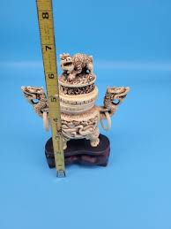 VTG CHINESE RESIN CARVED SENSER INCENSE BURNER DRAGON Foo ...