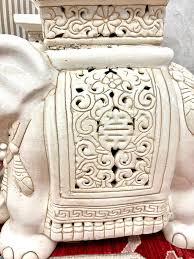 Pair of Chinese White Elephant Ceramic Garden Stools Plant Stands at 1stDibs | white elephant plant stand, vintage ceramic plant stand, white ceramic elephant plant stand