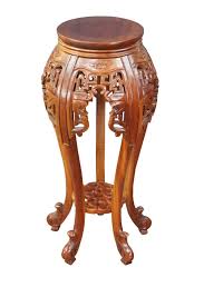 20th Century Round Chinoiserie Carved Mahogany Plant Stand ...