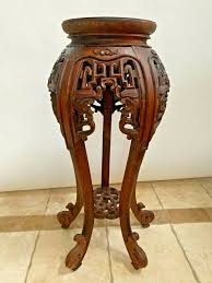 Antique Tall Plant Stand French Polynesian Lattice Carved ...