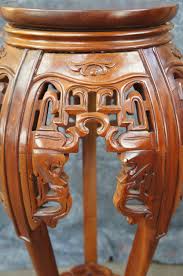 20th Century Round Chinoiserie Carved Mahogany Plant Stand ...