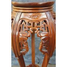 Mid 20th Century Round Chinoiserie Carved Mahogany Plant ...