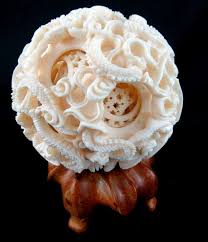 Carved Ivory Puzzle Ball | Chinese Hand Carved Ivory Figural ...