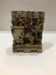 Vintage Chinese Hand Carved Soapstone 1 Bookend | eBay