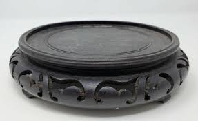 Large 7.5" Antique or Vintage Chinese Carved Wood Vase or ...