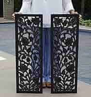 Amazon.com: DharmaObjects Handcrafted Set Of 2 Large Wood Wall Panels For Home Décor Hanging Art 12" X 35.5" (Black) : Home & Kitchen