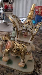 Vintage Porcelain Glaze Gold Hand Painted Elephant w/ Rider ...