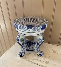 Blue and White 8.5 Inch Ceramic Plant Stand Floral Design - Etsy Denmark