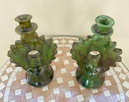 Candlestick/ Green Ceramics Candlestick/ Rustic and ...