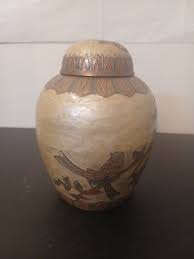 Vintage CLOISONNE Brass Enamel Oriental 15"Round+6" Tall Urn ...