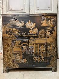 Chinese Money Chest in Black Lacquer and Gilt Decoration For ...