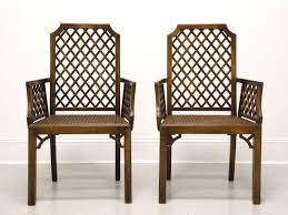 Mid 20th Century Walnut Caned Asian Influenced Armchairs ...