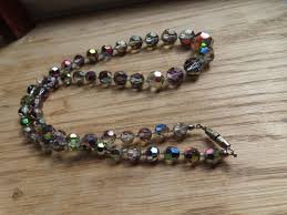 1950's Silver Aurora Borealis Glass Bead Necklace ...