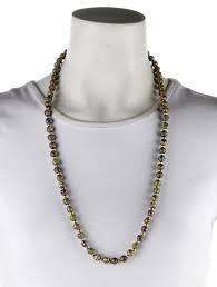 Necklace 14K Enamel Flower Bead Strand Necklace - Blue Bead ...