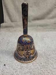Vtg CLOISONNE Enamel BELL Gold Tone Blue China House of Art Mini Dragons Pearls | eBay