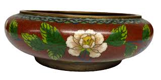 Vintage Chinese Cloisonne Floral Enameled Bowl (8" diam. x ...