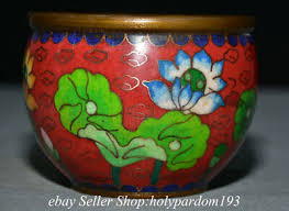3.8" Marked Old Chinese Bronze Cloisonne Dynasty Lotus Jar ...