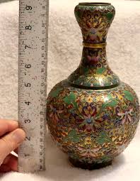 vintage orchid flower chinese cloisonne enamel 10" garlic ...
