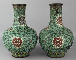 Lot - PAIR OF CHINESE CLOISONNE ENAMEL VASES, MING FOUR ...