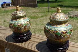 Pair of 20th C. Cloisonne Ginger Jars - Etsy