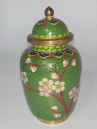 Cloissone Miniature Vase Green Cherry Blossom | eBay
