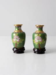 Vintage Cloisonne Vase Pair - Etsy