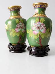 Vintage Cloisonne Vase Pair | Chairish