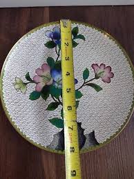 Vintage Chinese White Cloisonne Blue Pink Blossoms Floral ...
