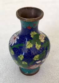 Vintage Cloisonné Enamel Vase | Floral Chinese Brass Vase ...