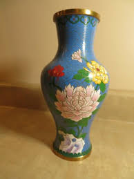 OLD VINTAGE CHINESE CLOISONNE VASE Metal Enamel ...